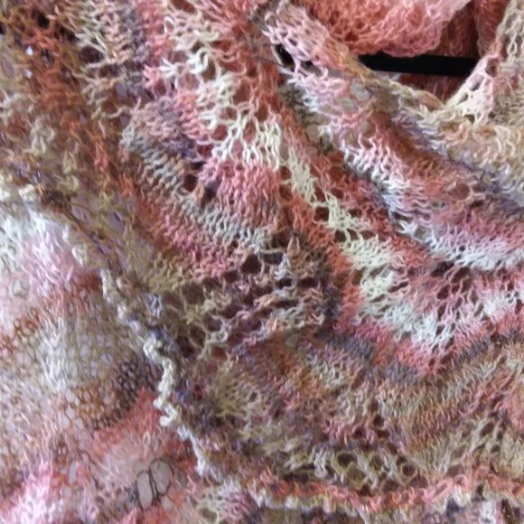 Handmade Pink Angora Lace Shawl – Lightweight Romantic Wrap - Picture 8 of 9